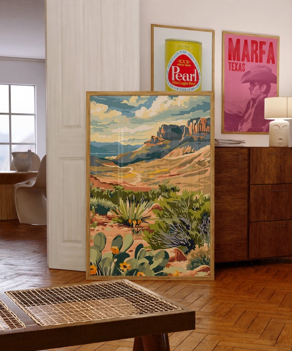 Big Bend Texas Desert Art Print, Southwestern Decor