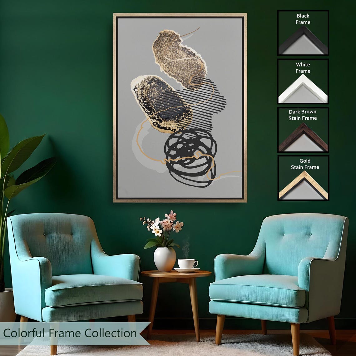 Painting With Ink And Alcohol Elements In Geometric Form Housewarming Gifts Abstract Modern Wall Decor Abstract Print - Image 2