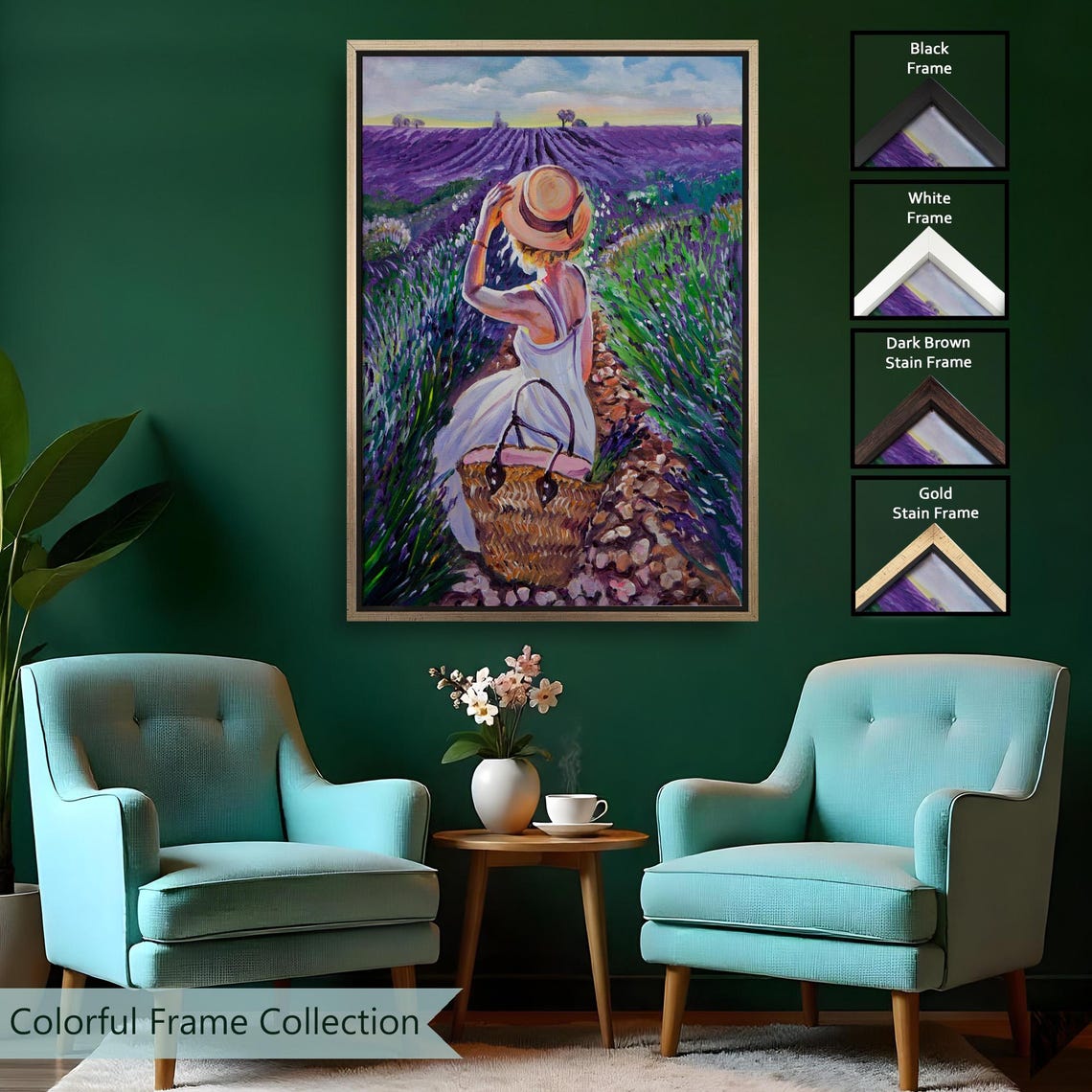Woman In Straw Hat Lavender Field Provence France Travel Poster - Image 2
