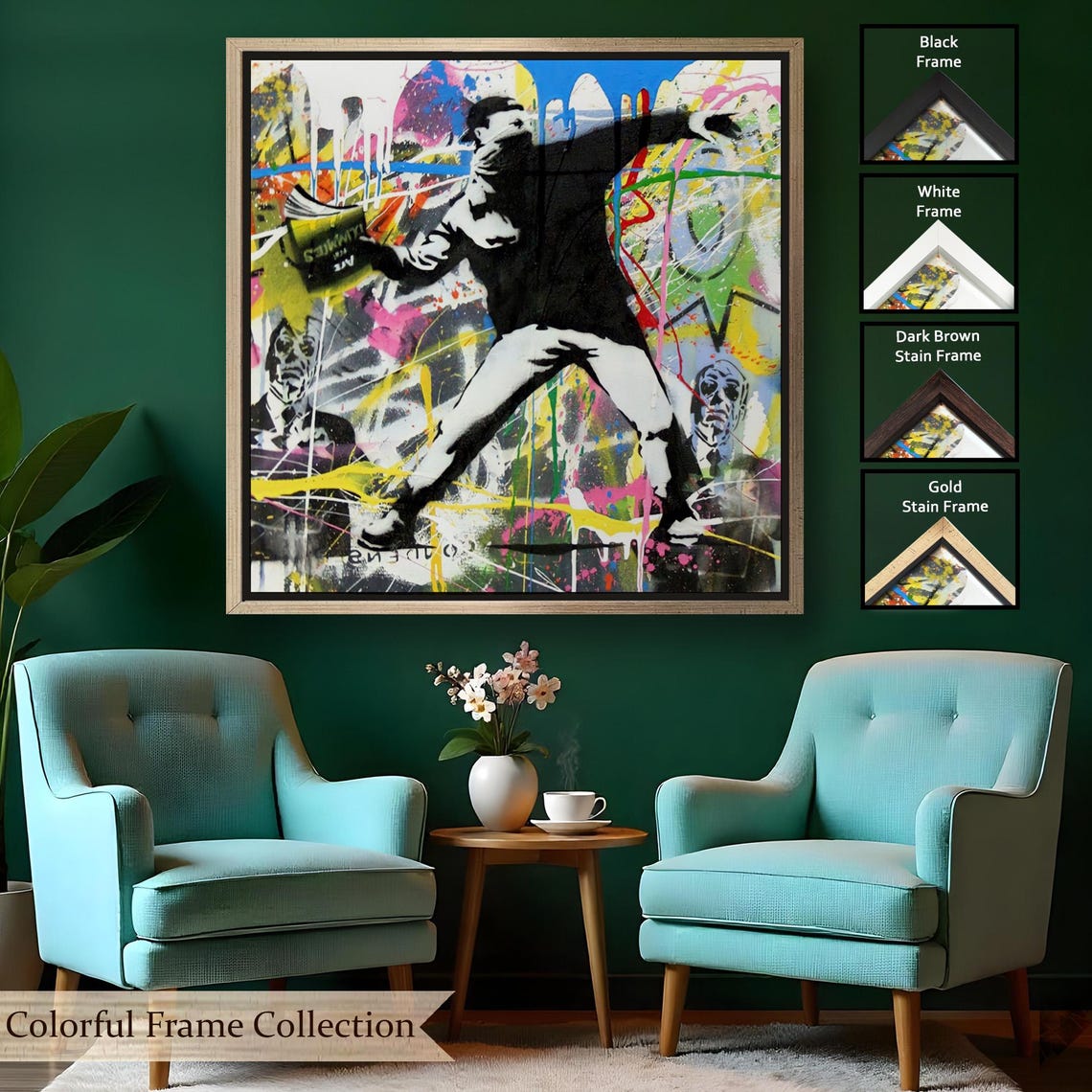 Banksy Flower Thrower Love Is In The Air Graffiti Street Art Poster - Image 2