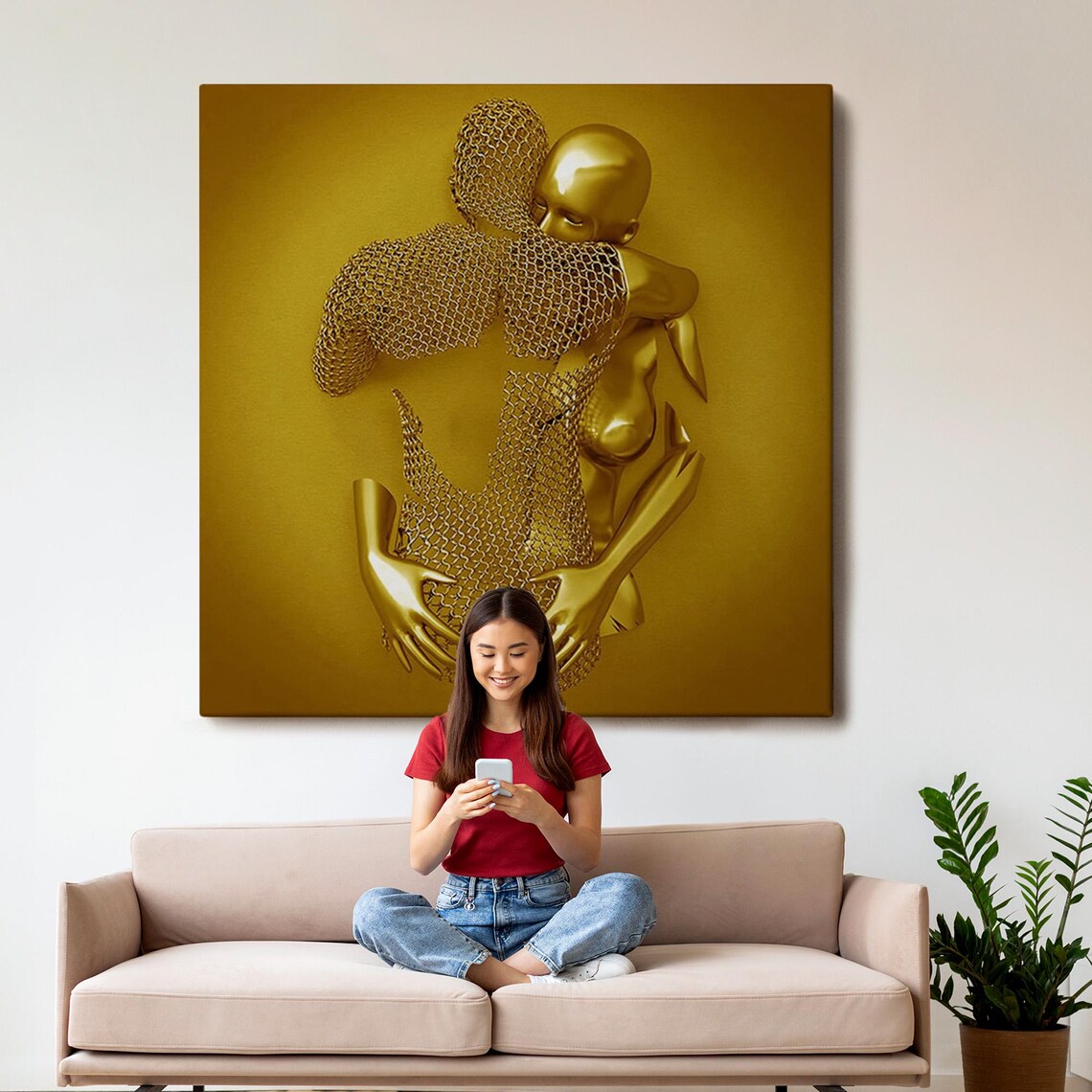 Gold Human Print, Modern Surreal Wall Decor - Image 3