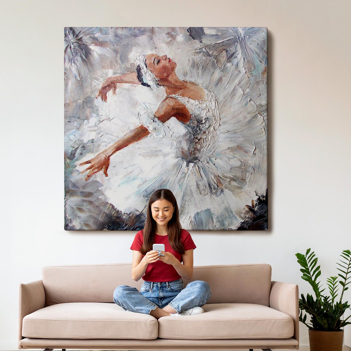 White Swan Ballerina Impressionist Oil Painting Dance Ballet Art Poster - Image 3