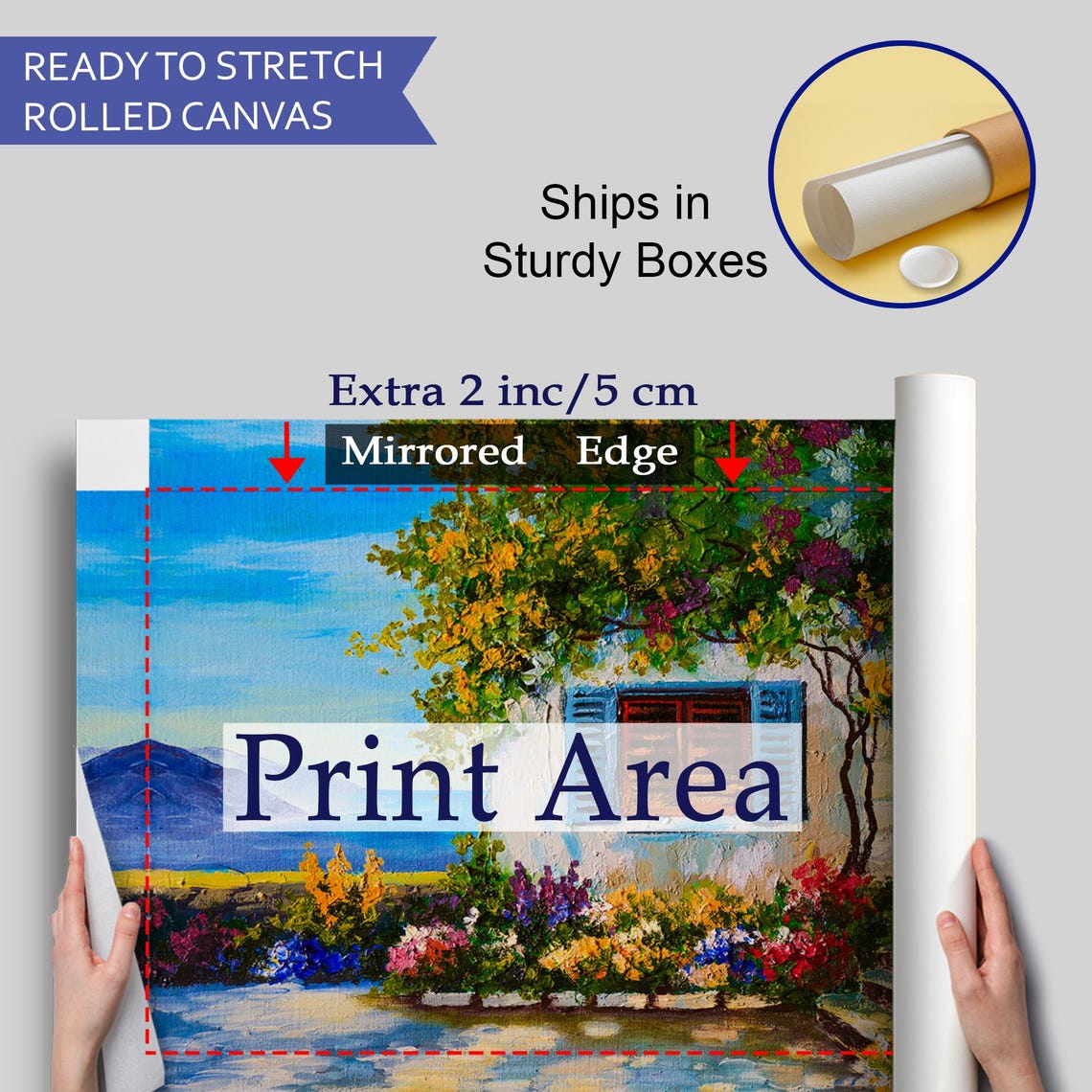 Mediterranean Seaside Cottage Blue Shutters Bougainvillea View Poster - Image 4