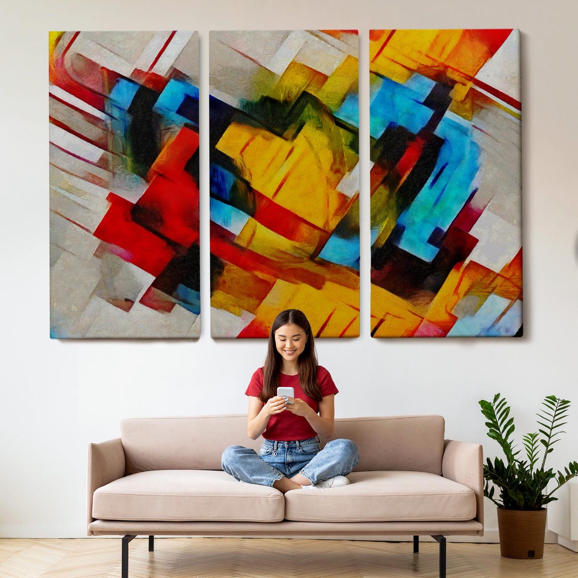Picasso Style Abstract Oil Painting Look Decorative Wall Art Abstract Modern Wall Decor Abstract Wall Art Large Wall Art - Image 2