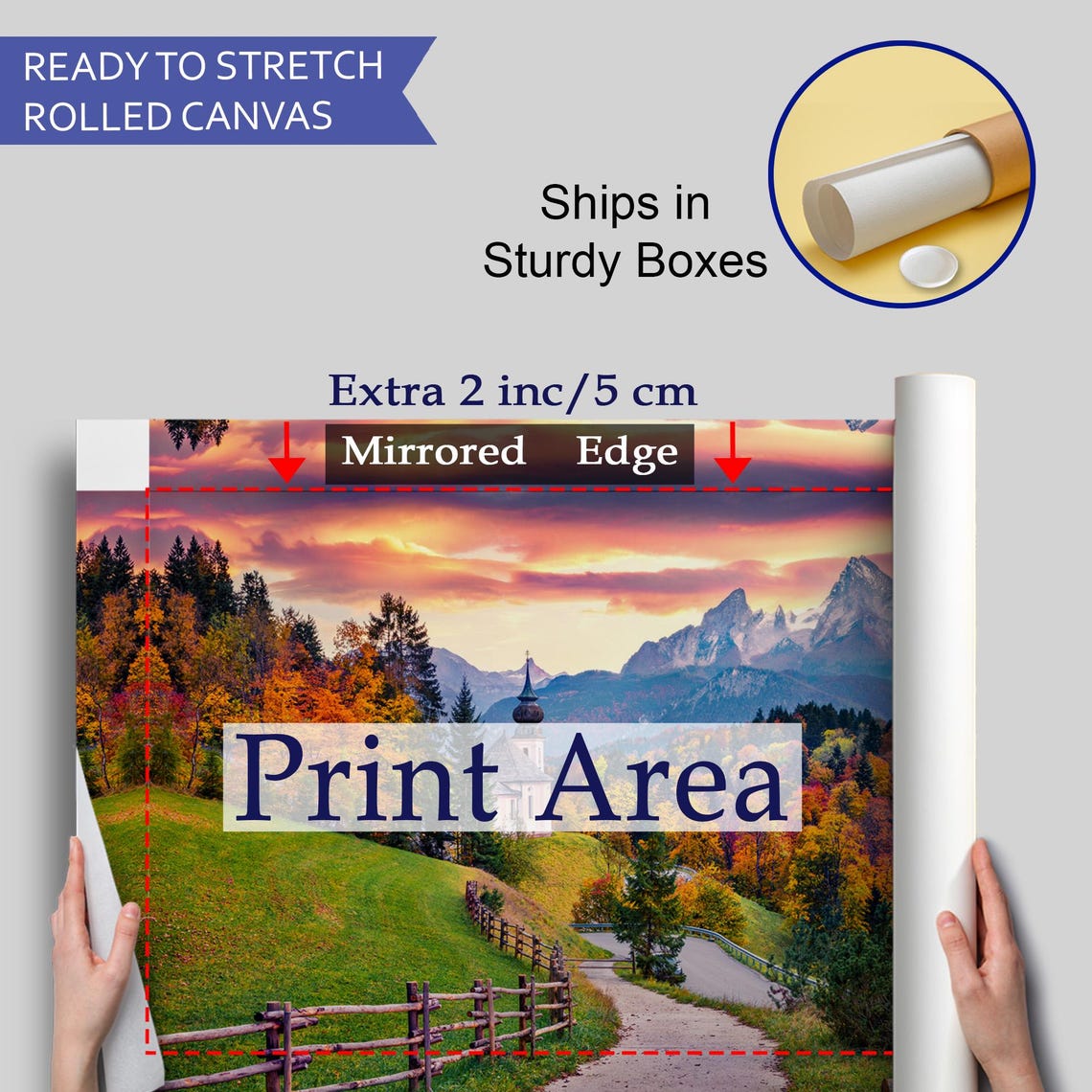 Alpine Mountain Village Church Autumn Sunset Path Scenic Travel Poster - Image 4