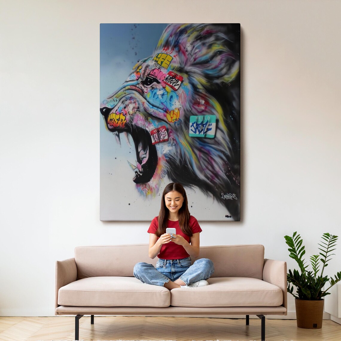 Roaring Lion Graffiti Pop Art Colorful Street Style Wild Animal Wall Art Poster - Image 3