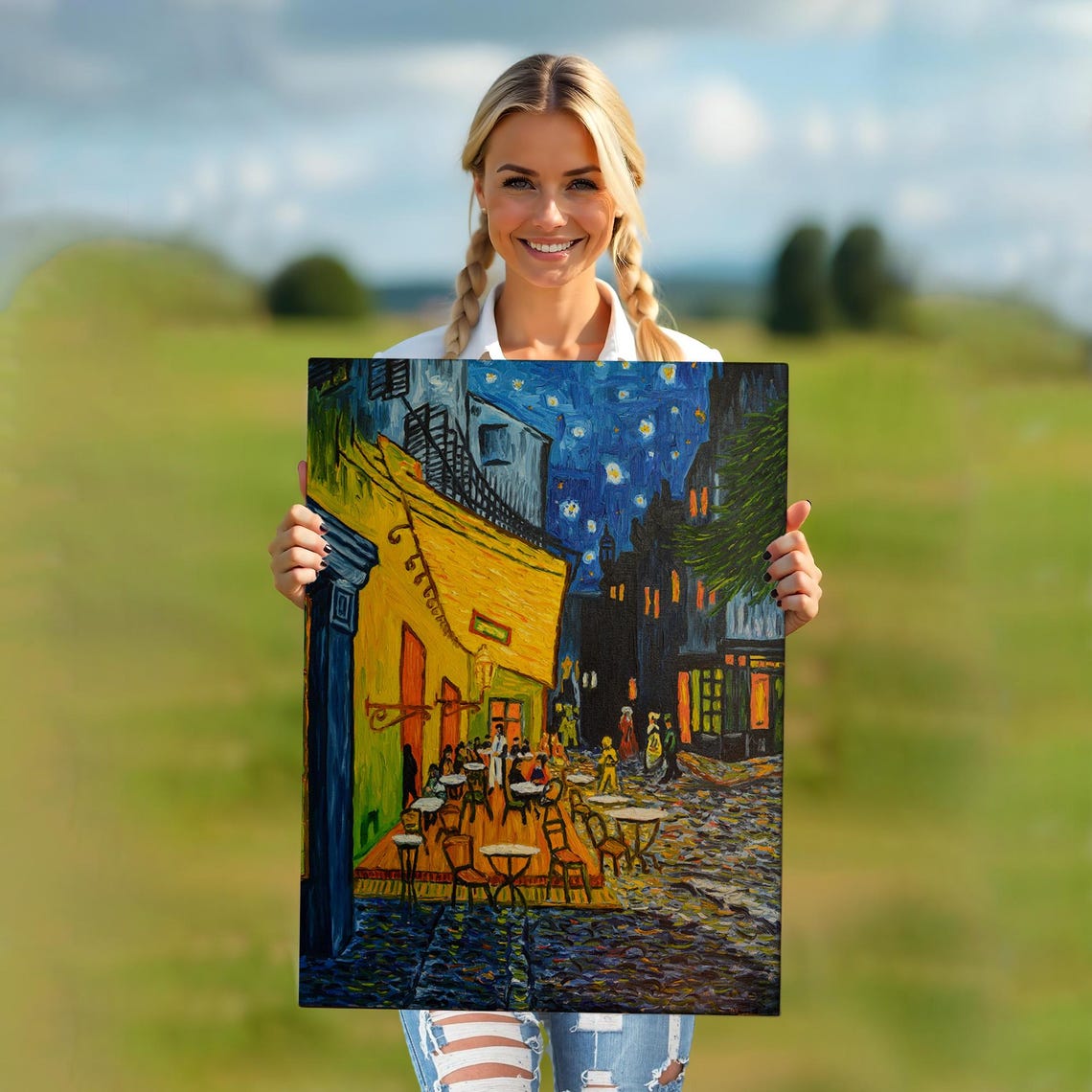 Van Gogh Cafe Terrace At Night Arles Starry Sky Classic Art Poster - Image 5