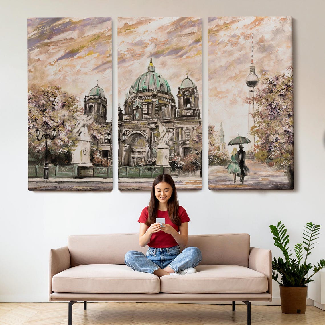 Berlin Cathedral Green Dome Painting TV Tower Romantic Street Poster - Image 2