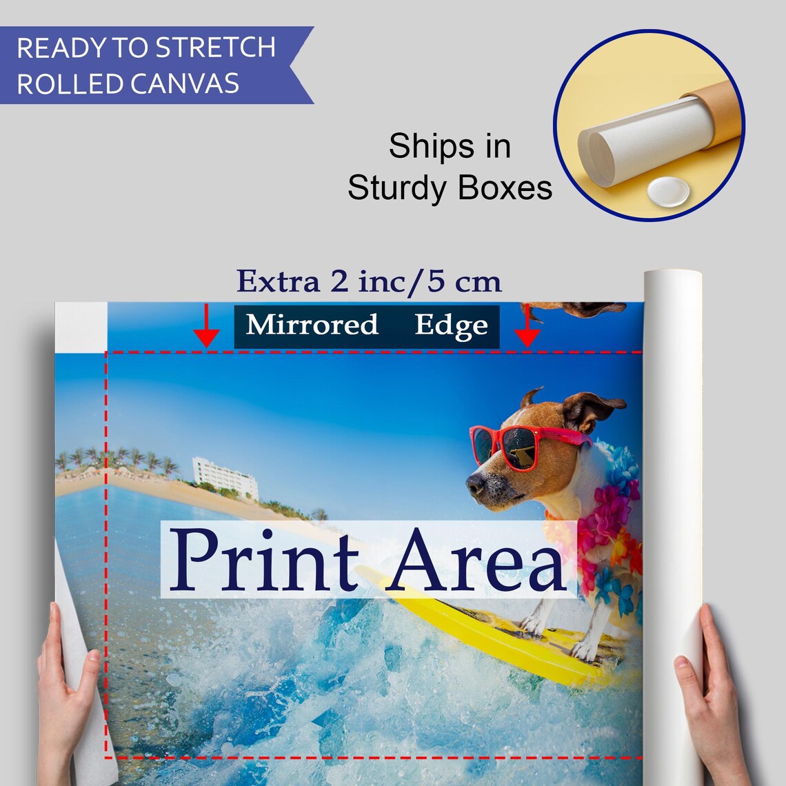 Surfing Dog Beach Waves Funny Sunglasses Lei Photography Wall Art - Image 4