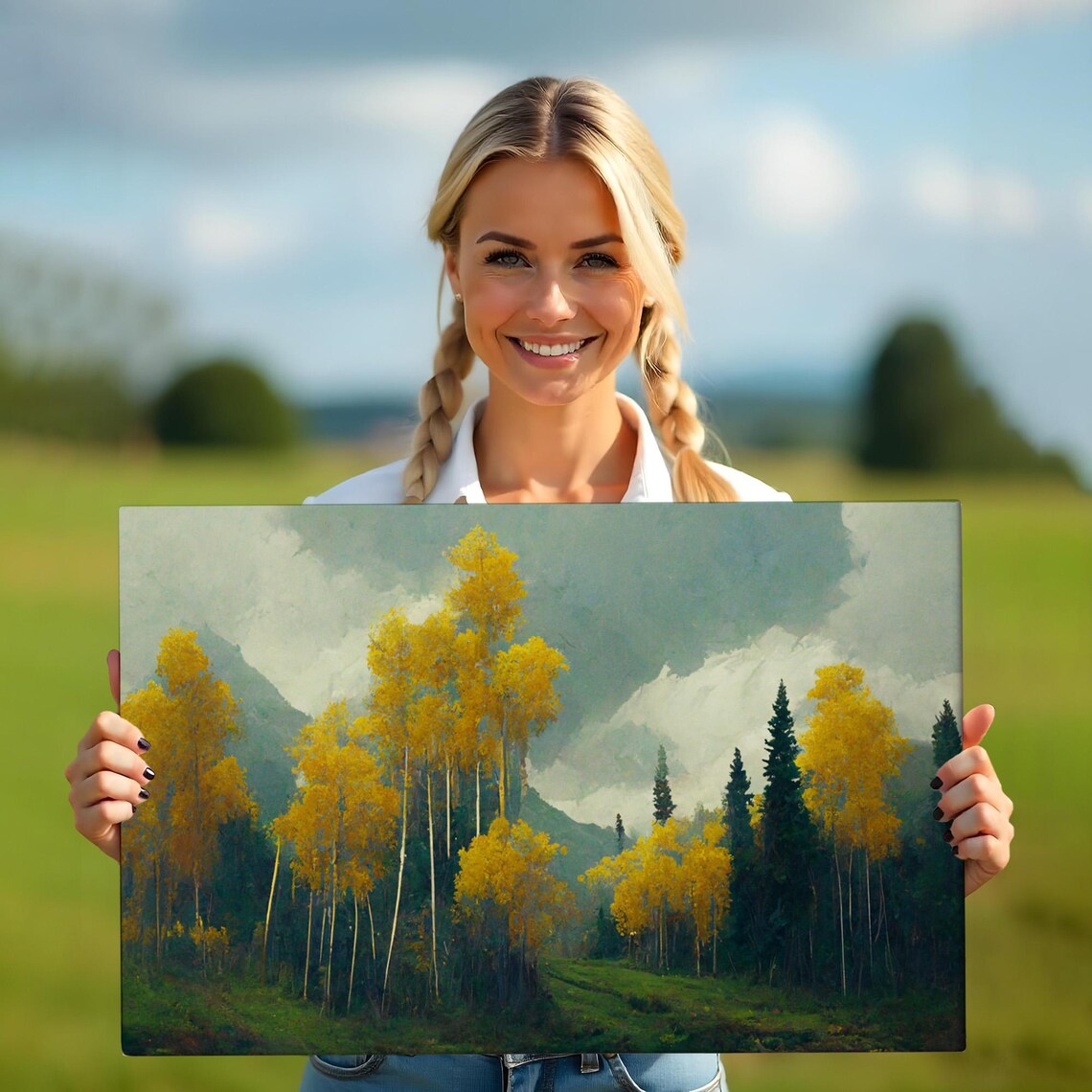Forest Landscape On The Slope Landscape Wall Table Nature Wall Decor Nature Print Nature Decor - Image 5