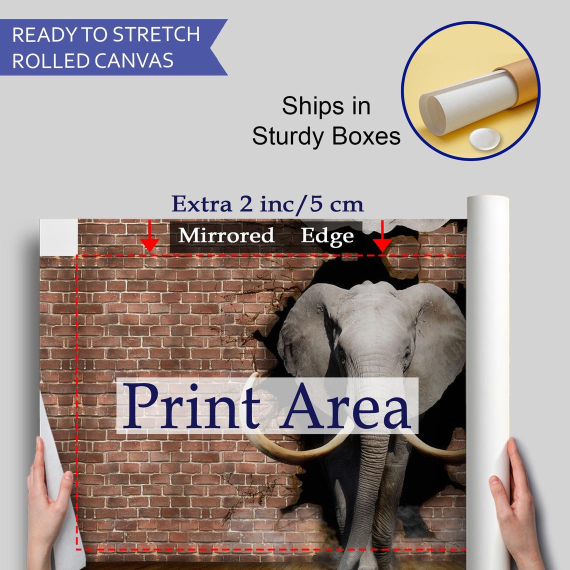Elephant Breaking Brick Wall 3D Effect Bold Animal Wall Art Poster - Image 4