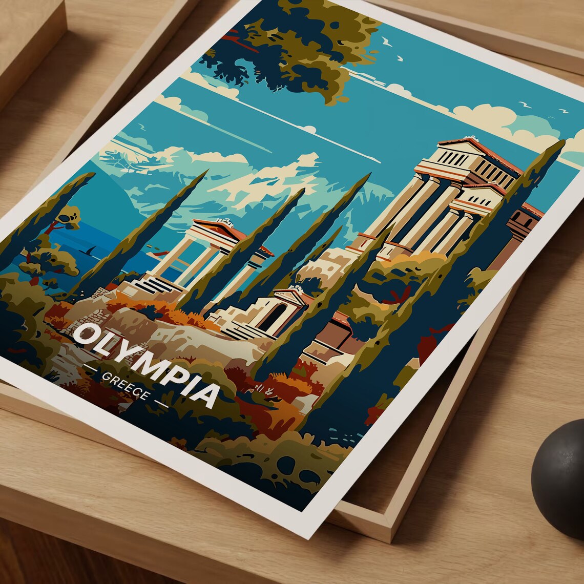 Olympia Greece Travel Poster, Greek Landscape Art Print - Image 3