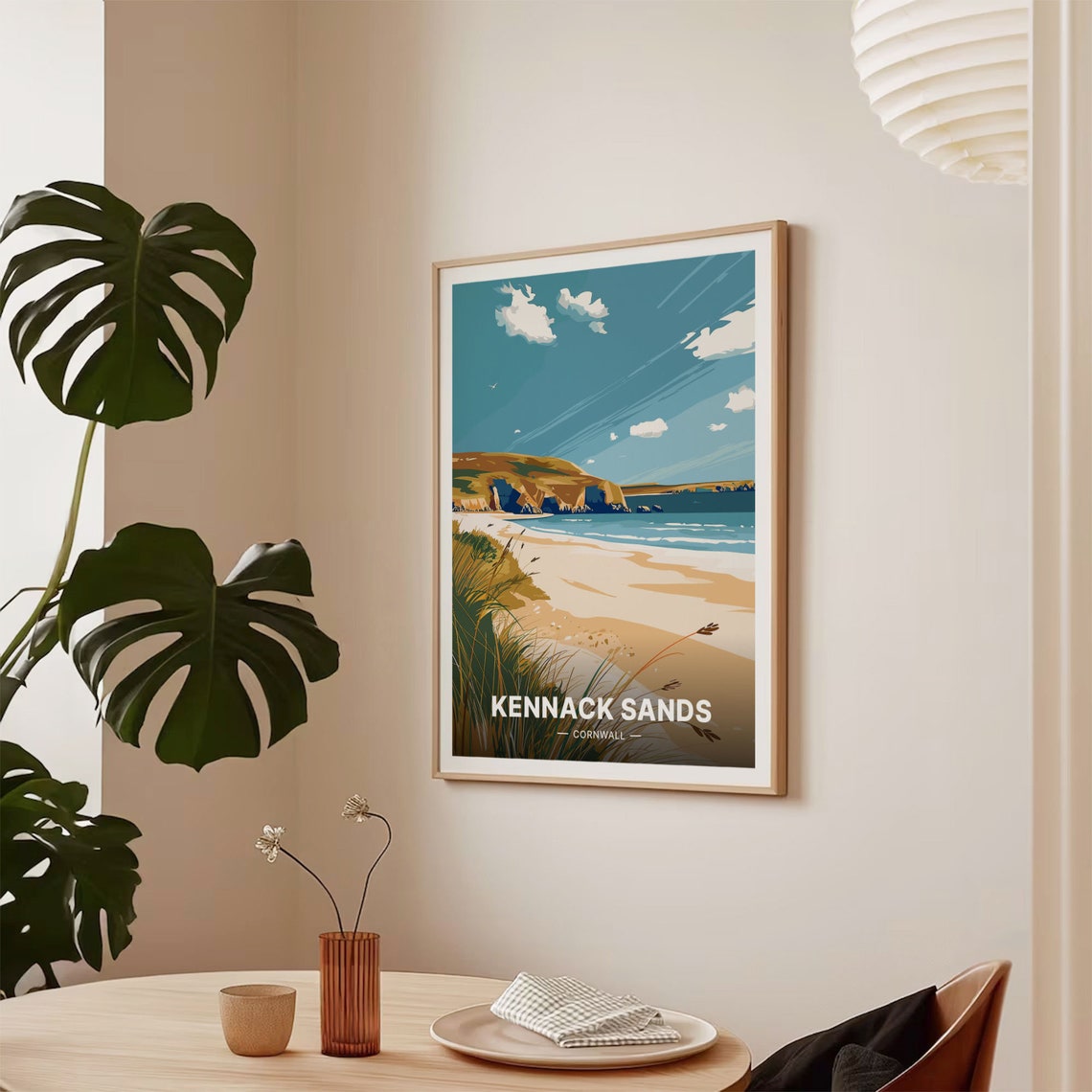 Kennack Sands Cornwall Travel Poster Golden Beach Dunes Retro Art - Image 2