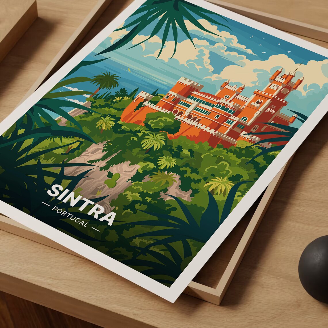 Sintra Portugal Poster Pena Palace Jungle Hilltop Fairytale Art - Image 3