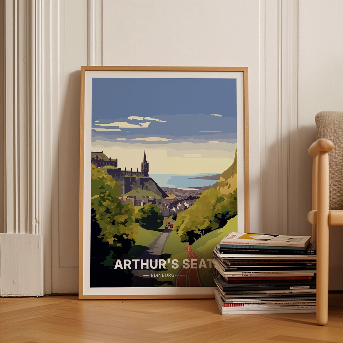 Arthur's Seat Edinburgh Travel Poster, Scotland Landscape
