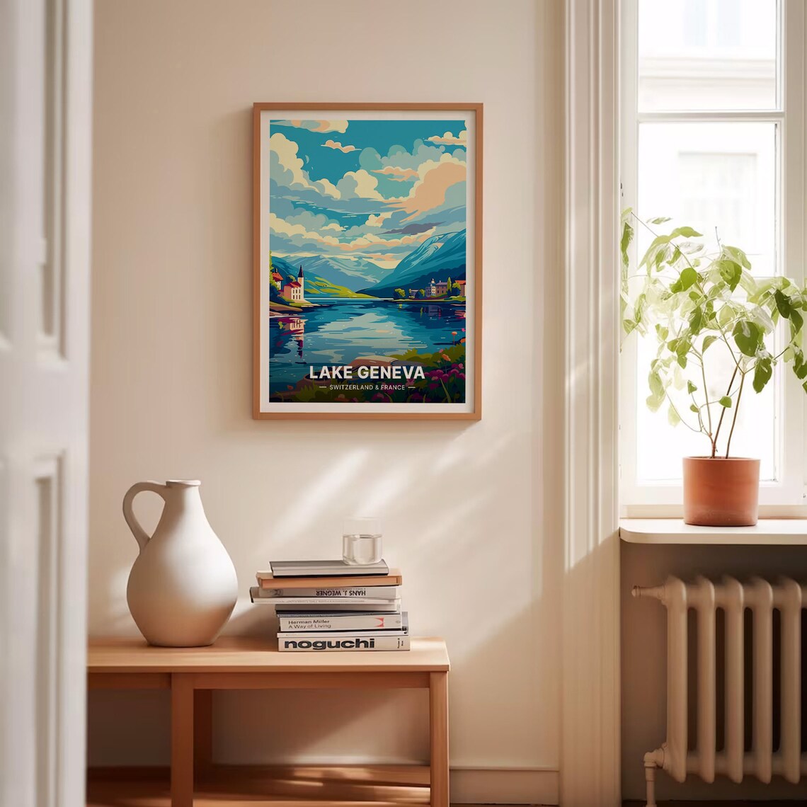 Lake Geneva Switzerland France Alpine Lake Scenic Travel Poster - Image 4