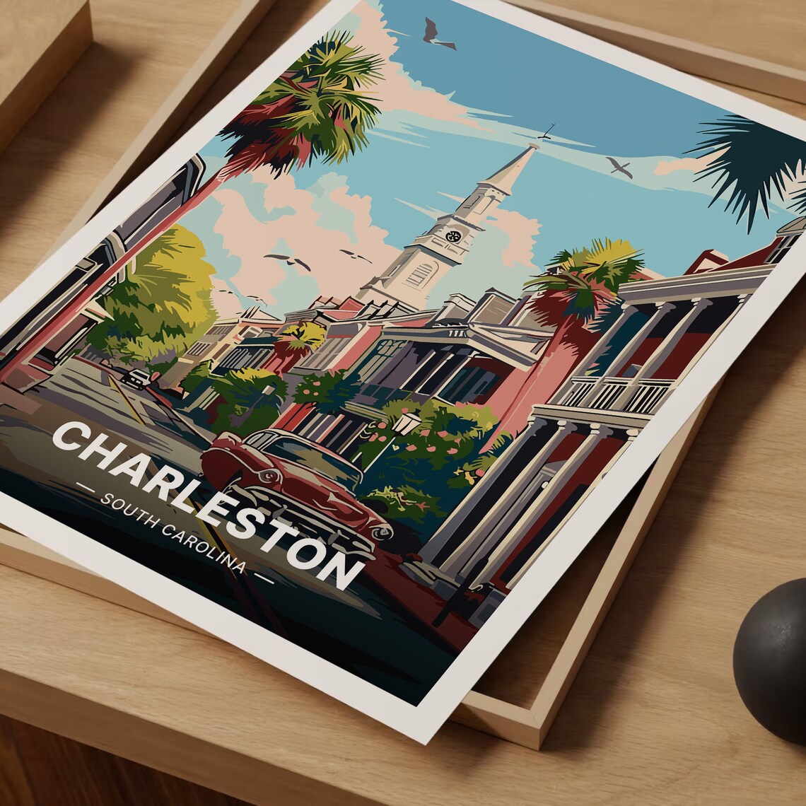 Charleston Vintage Travel Poster, Home Office Decor - Image 3