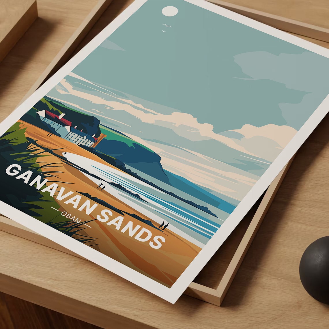 Ganavan Sands Oban Travel Poster Scottish Beach Moonlit Bay Art - Image 3