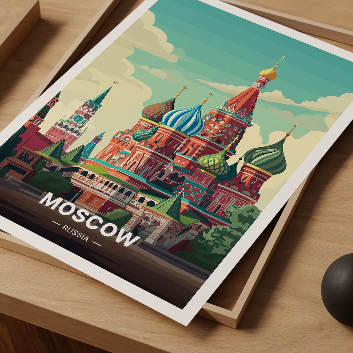 Moscow Russia Saint Basil Cathedral Red Square Travel Poster - Image 3