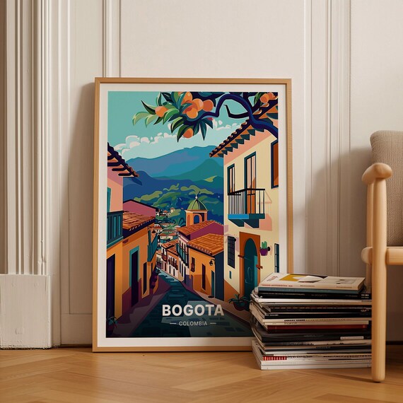 Bogota Colombia Travel Poster, Mid-Century Modern Decor