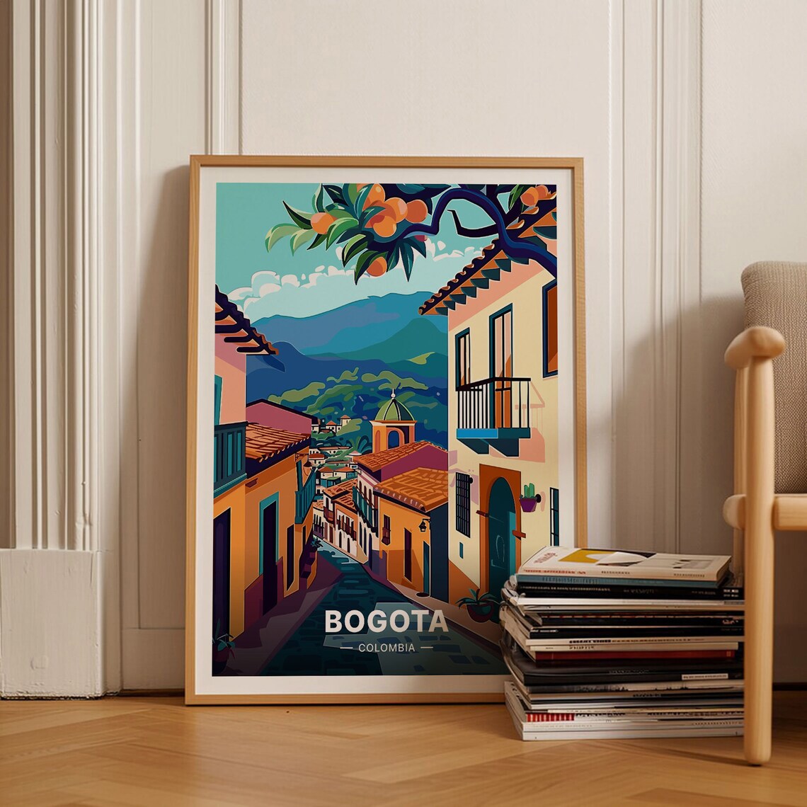 Bogota Colombia Travel Poster, Mid-Century Modern Decor