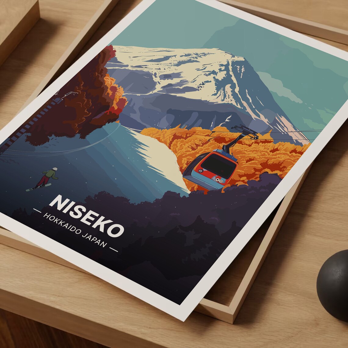Niseko Hokkaido Japan Poster Mount Yotei Gondola Snowy Slope Art - Image 3