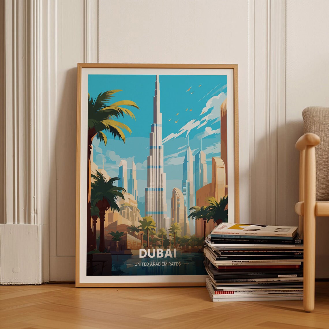 Dubai United Arab Emirates Poster Burj Khalifa Skyline View Art