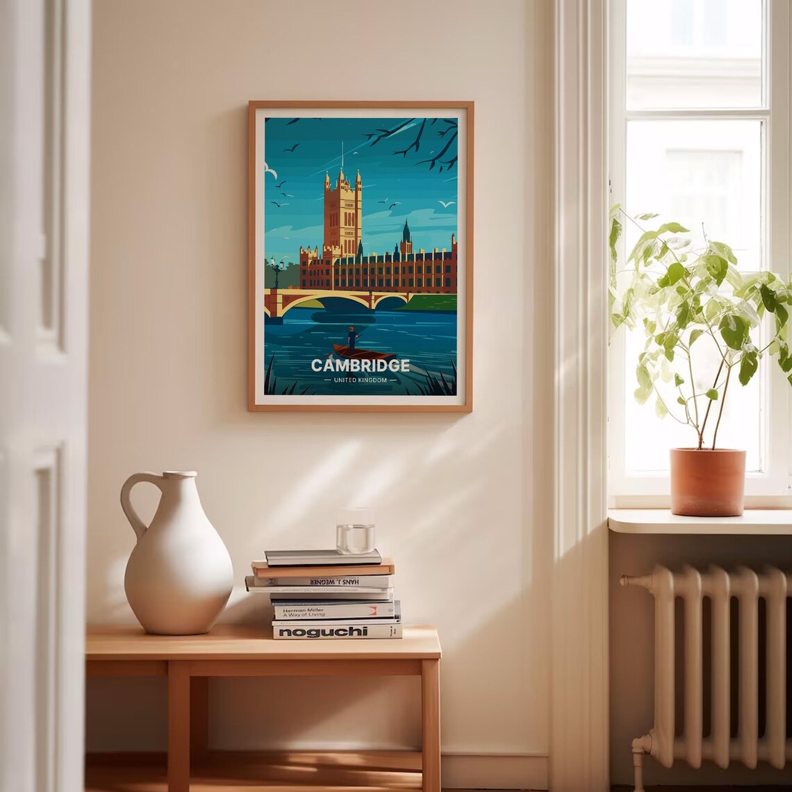 Cambridge England Vintage Travel Poster River Punting Cityscape Art - Image 4