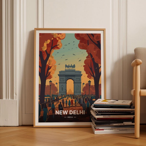 New Delhi Travel Poster India Cityscape Art Home Decor Wanderlust Inspiring Wall Art Unique Gift For Travelers C20 1582
