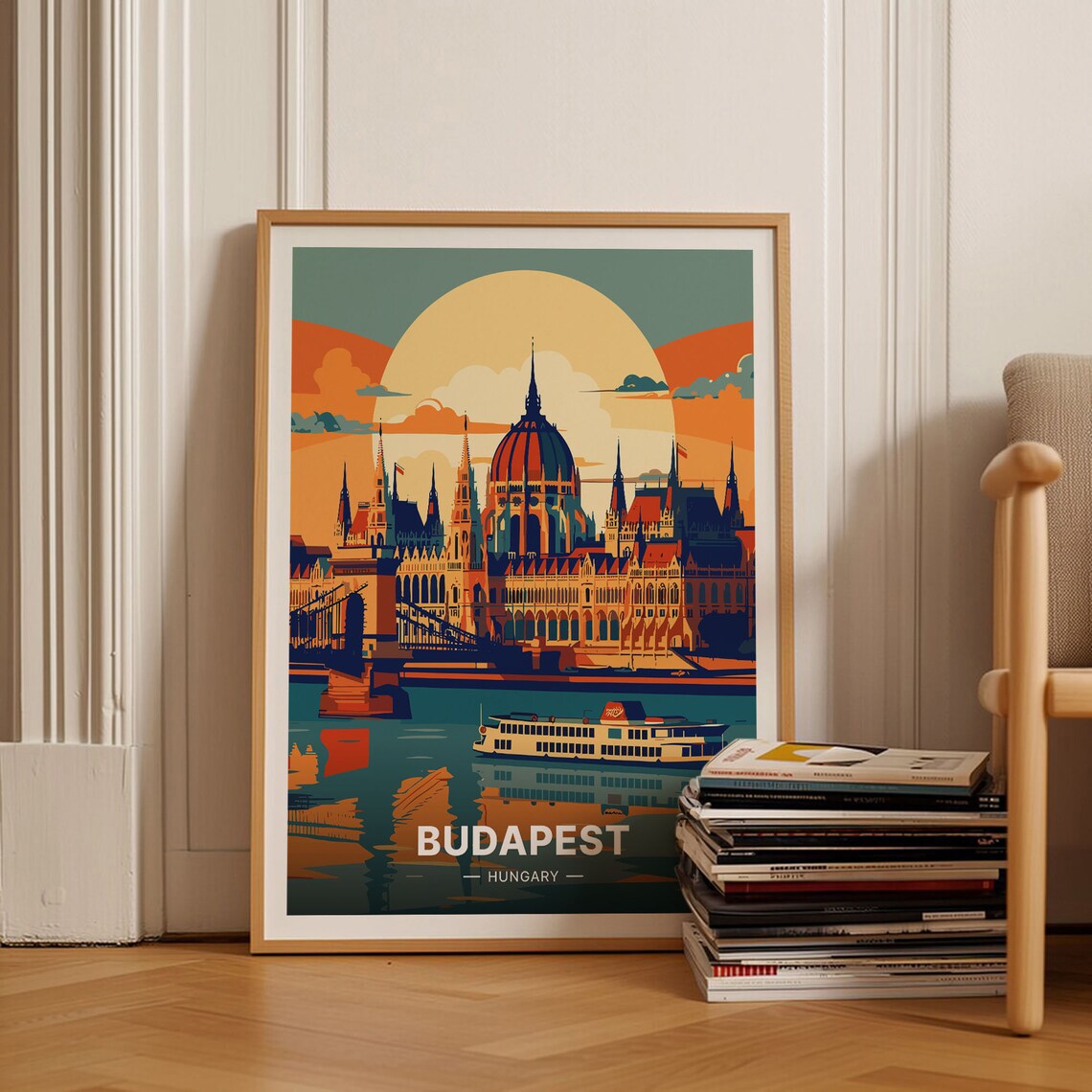 Budapest Travel Poster, Hungary Cityscape Art Print