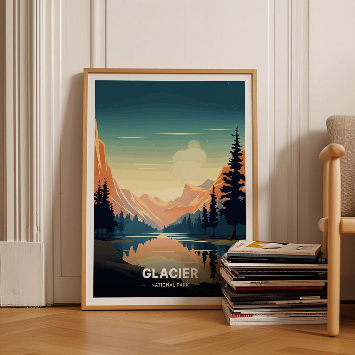 Glacier National Park Travel Poster, Adventure Decor