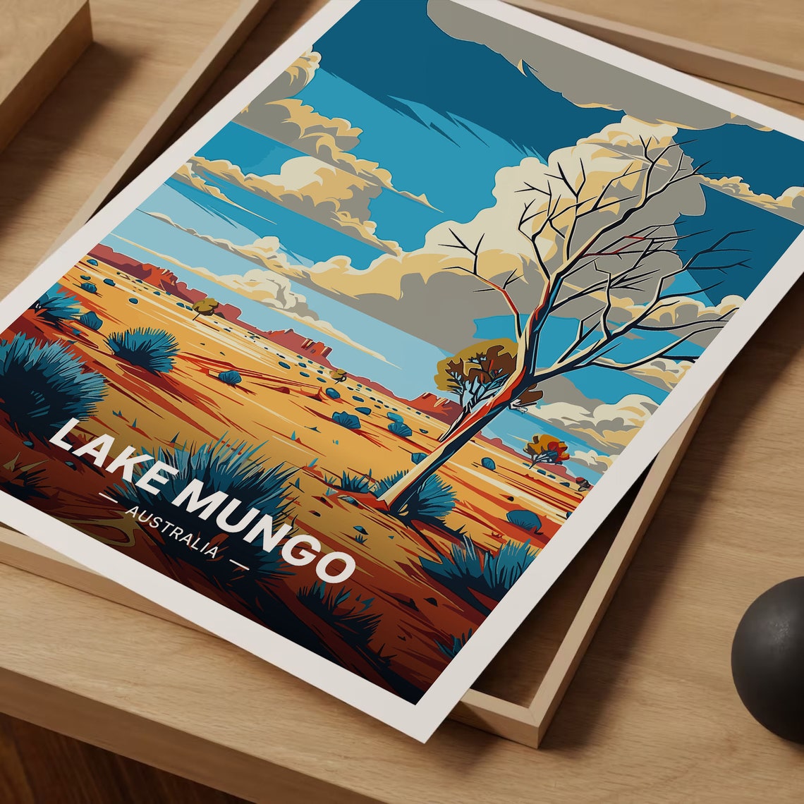 Lake Mungo Australia Outback Desert Bare Tree Mesas Travel Poster - Image 3