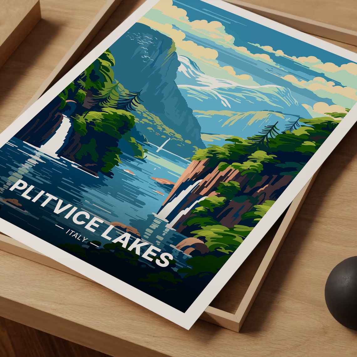 Plitvice Lakes Croatia Waterfall Mountain Lake Landscape Travel Poster - Image 3