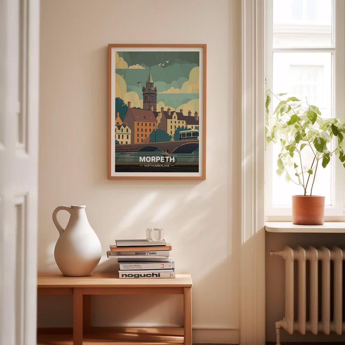 Morpeth Northumberland Riverside Town Clock Tower Bridge Travel Poster - Image 4