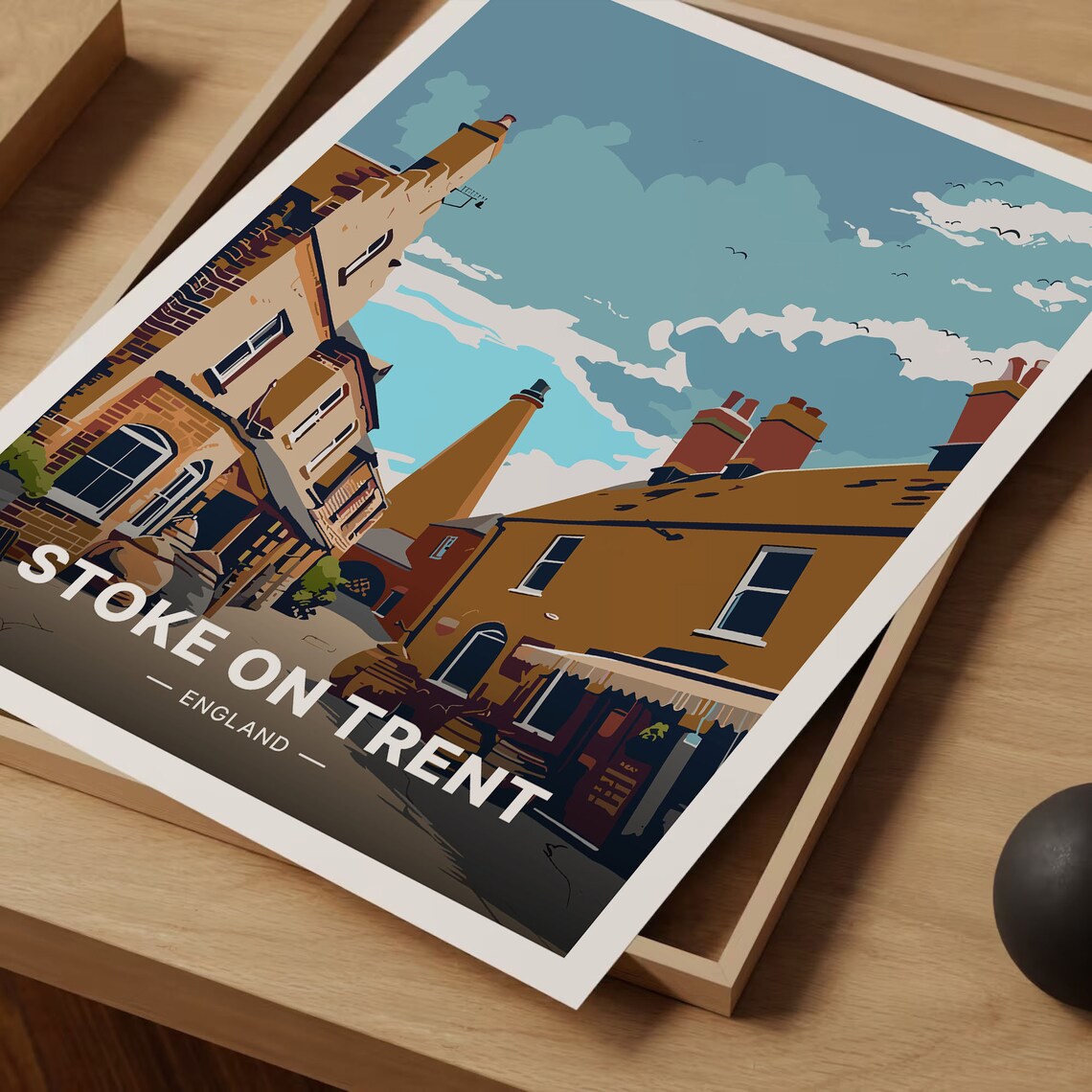 Stoke On Trent England Pottery Kiln Street Vintage Travel Poster - Image 3