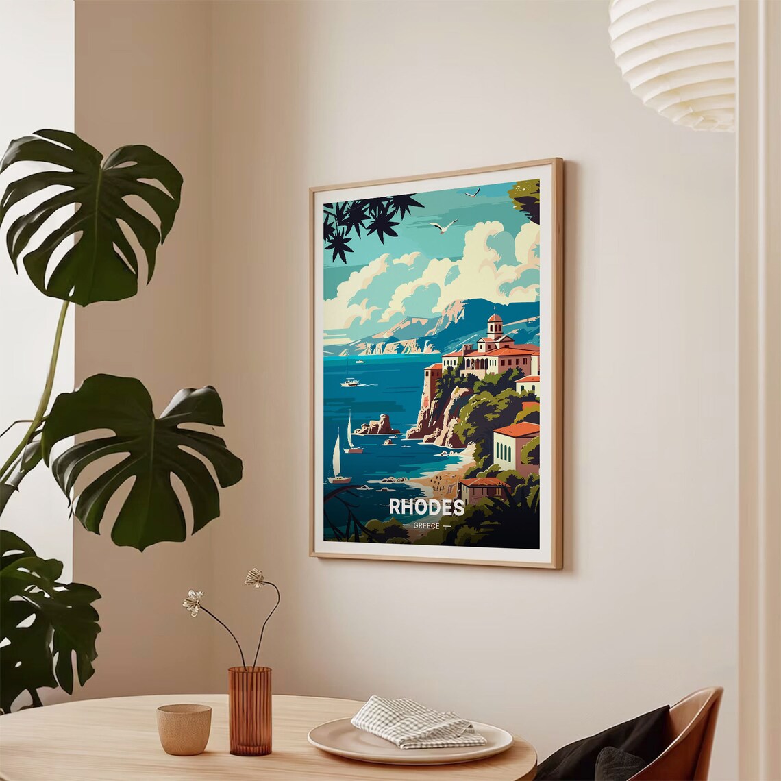 Rhodes Greece Travel Poster, Scenic Island Landscape - Image 2
