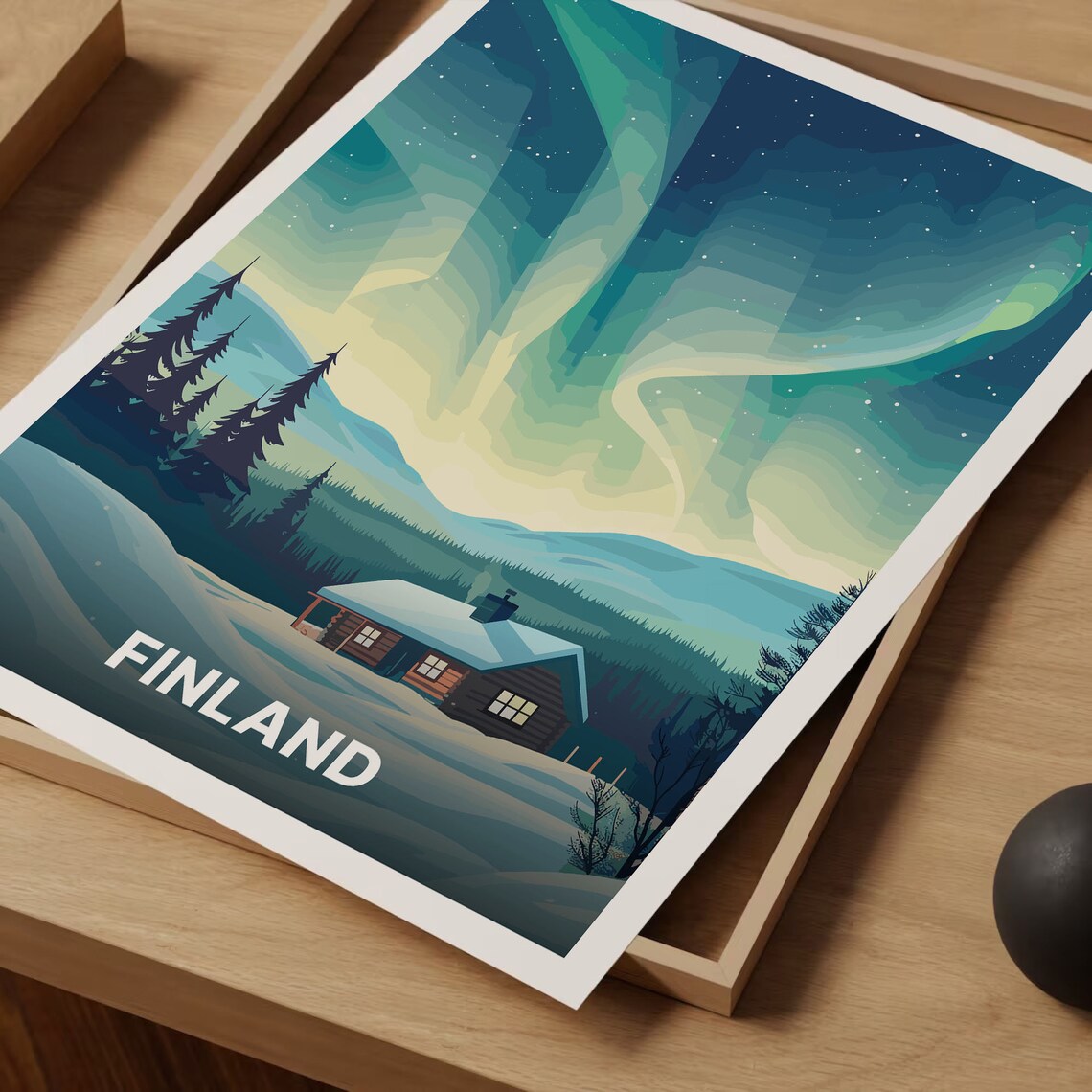 Aurora Borealis Finland Travel Poster, Nature Decor - Image 3