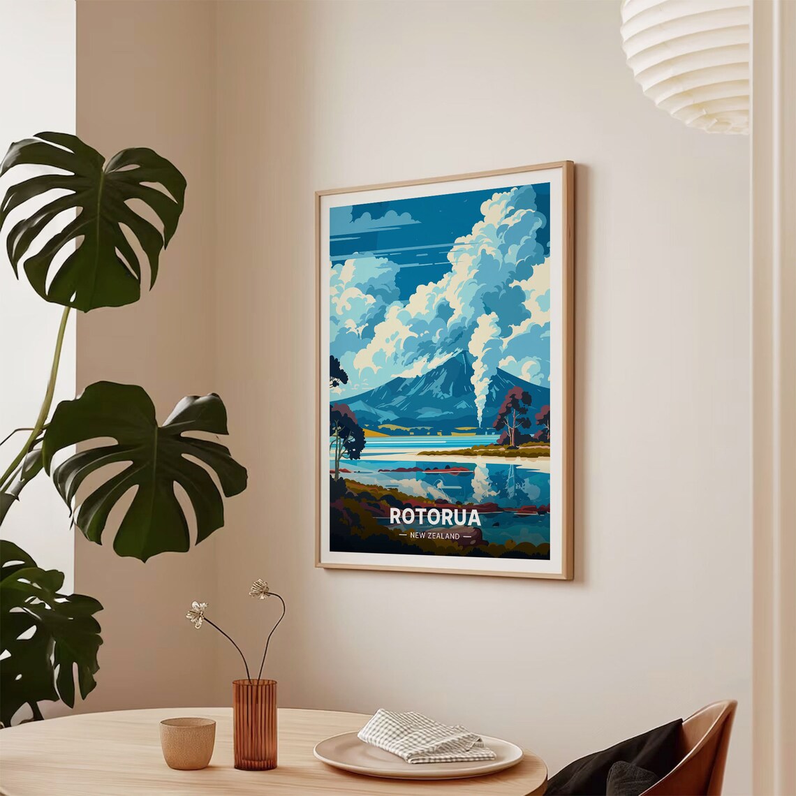 Rotorua New Zealand Travel Poster, Home Office Art Print - Image 2