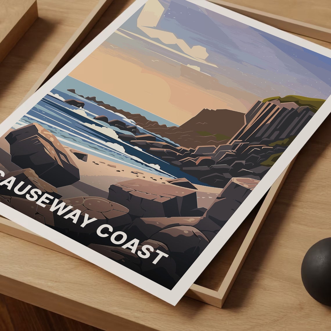 Causeway Coast Northern Ireland Basalt Cliffs Sunset Travel Poster - Image 3