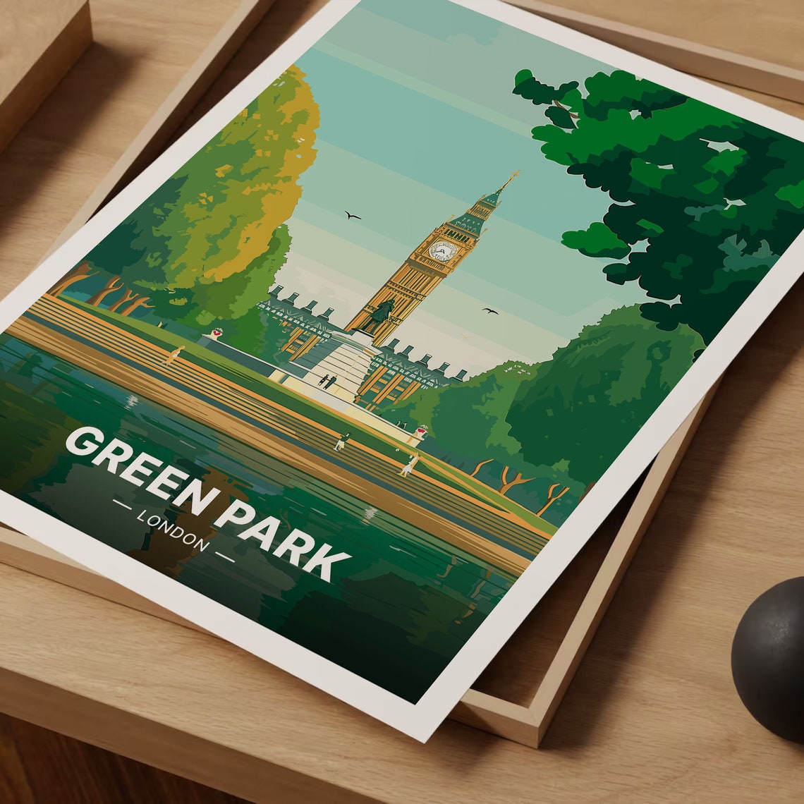 Green Park London Big Ben View Royal Park Summer Scene Poster - Image 3