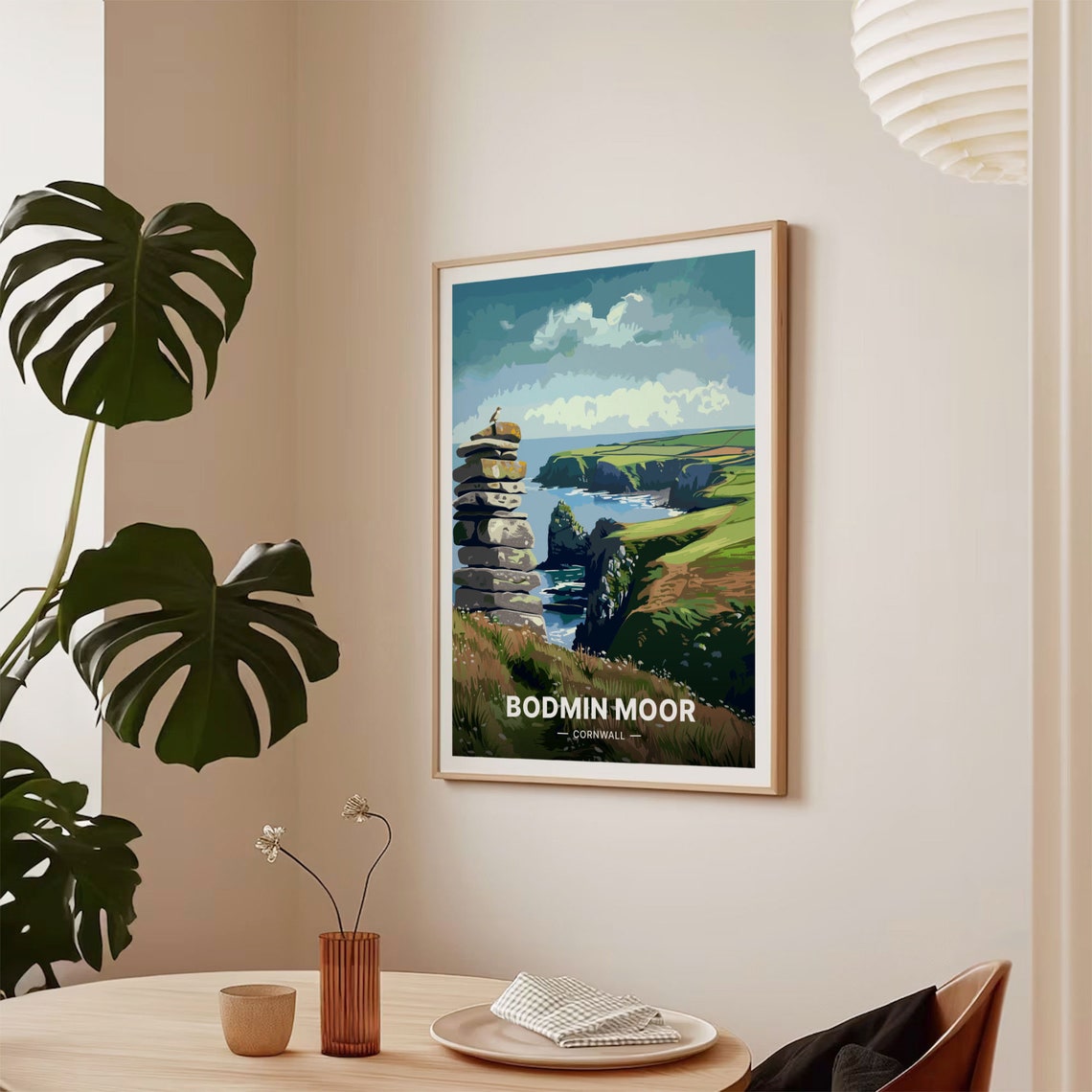 Bodmin Moor Cornwall Ancient Stone Cairn Clifftop Coast Art Poster - Image 2