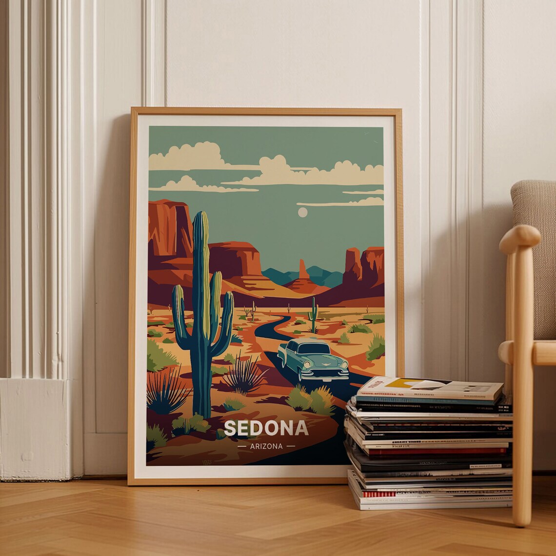 Sedona Arizona Retro Travel Poster, Desert Landscape