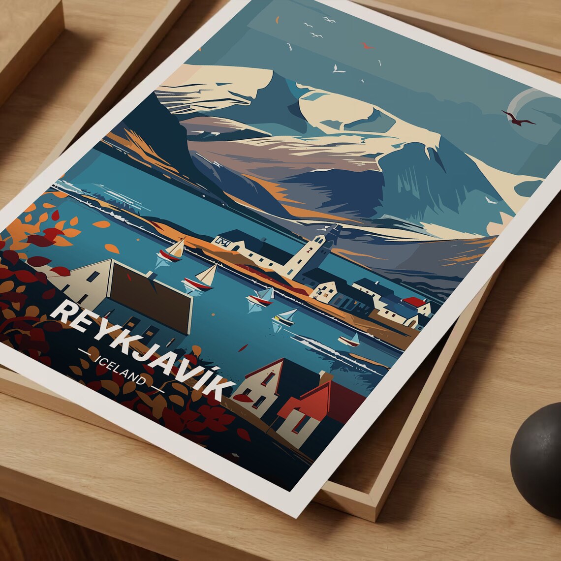 Iceland Reykjavik Cityscape Travel Poster, Nordic Decor - Image 3