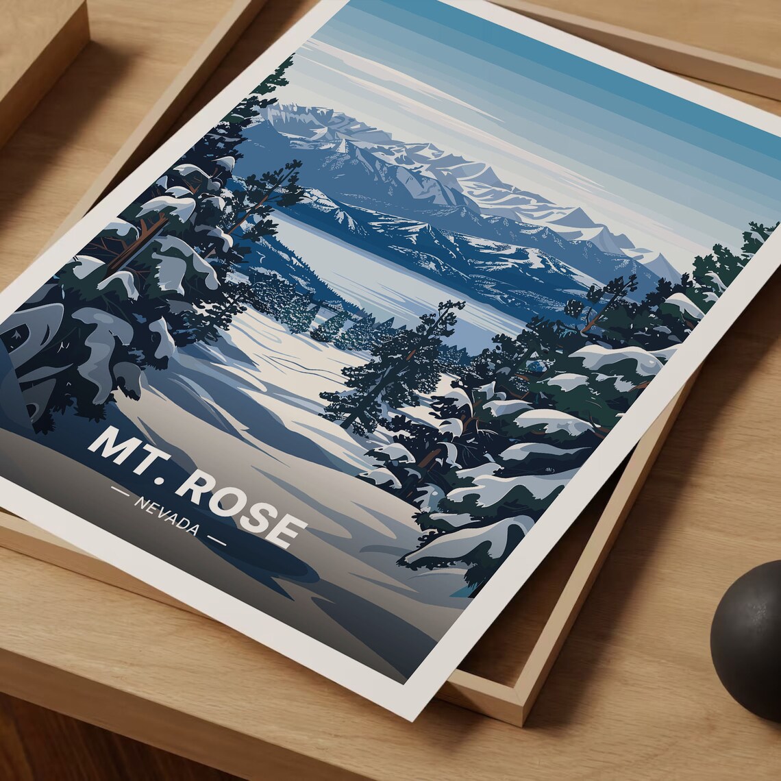 Mount Rose Ski Tahoe Retro Travel Poster, Mountain Decor - Image 3
