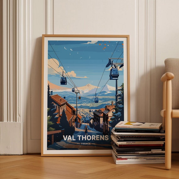 Val Thorens Ski Resort Travel Poster France Wall Art Skiing Adventure Decor Unique Gift For Travelers C20 1018