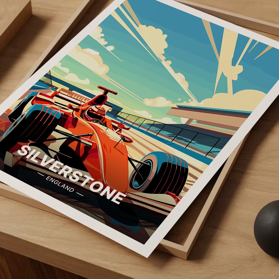Silverstone England Formula One Race Car Track Vintage Travel Poster - Image 3