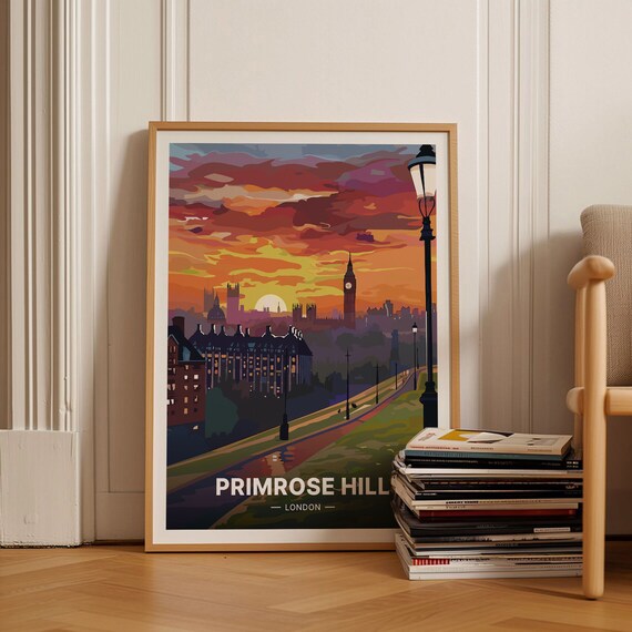 Primrose Hill London Sunrise Skyline with Big Ben Travel Poster