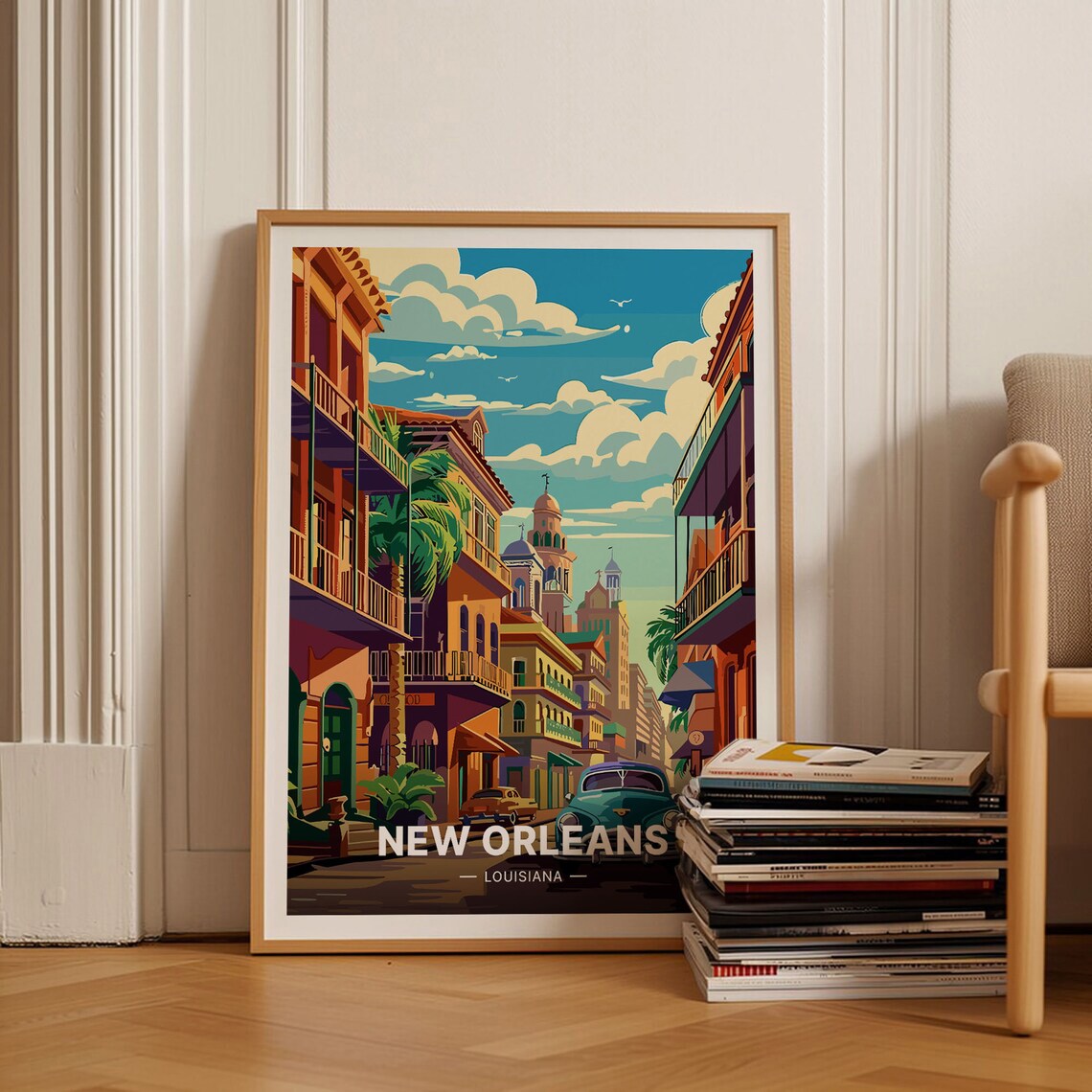 New Orleans Travel Poster, Cityscape Art Print