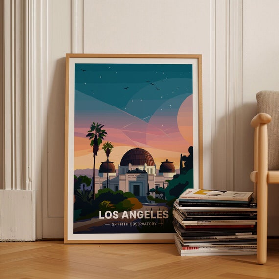 Los Angeles Skyline Travel Poster, California Cityscape