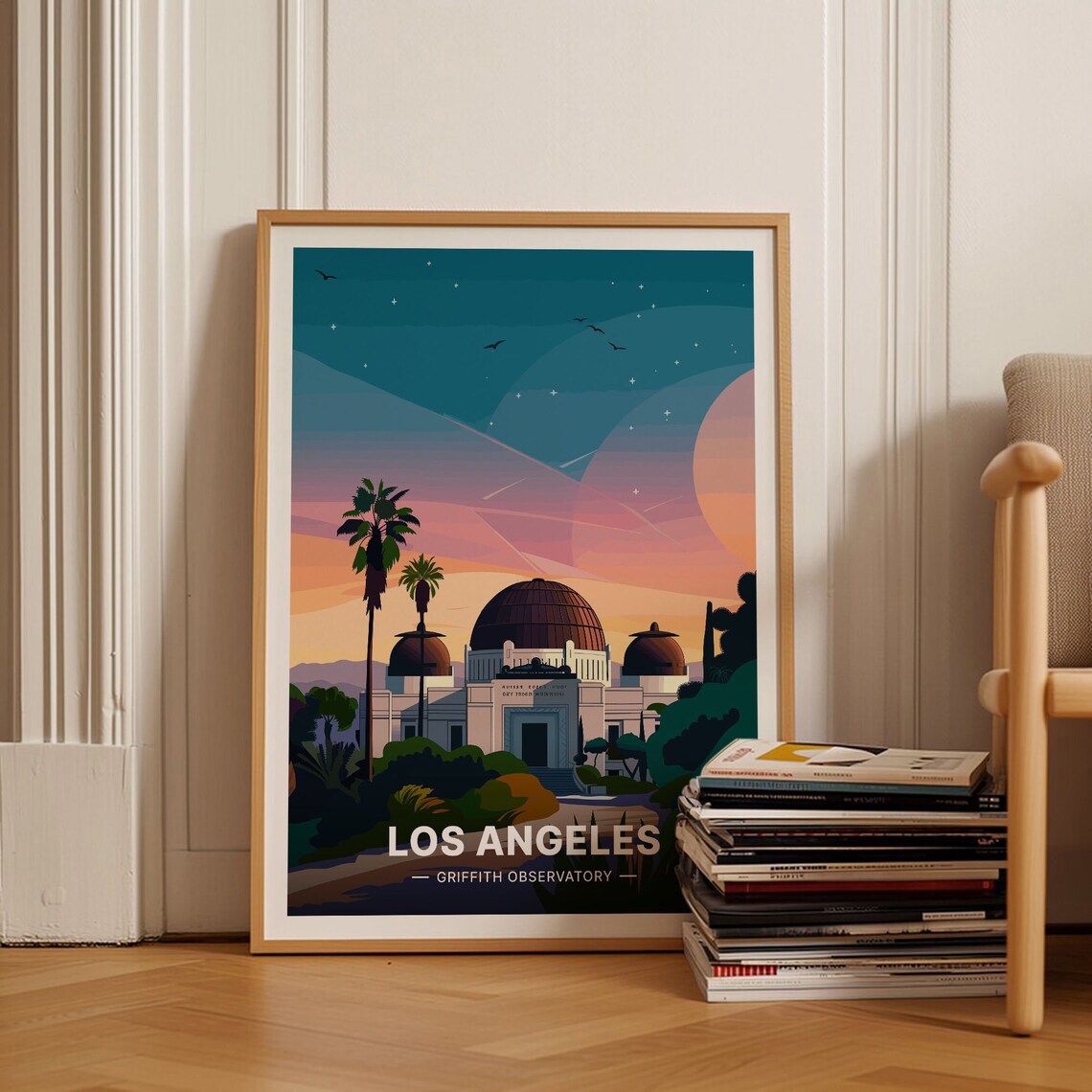 Los Angeles Skyline Travel Poster, California Cityscape